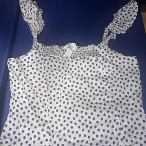 H&M White Camisole with Navy Polka Dots